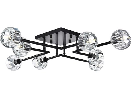 Elegant Lighting Eren 8-Light Black Semi Flush Mount