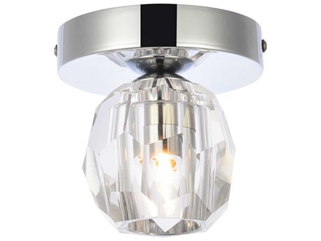 Elegant Lighting Eren 1-Light Chrome Crystal Glass Geometric Flush Mount
