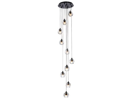Elegant Lighting Eren 10-Light Black Crystal Glass Geometric Pendant