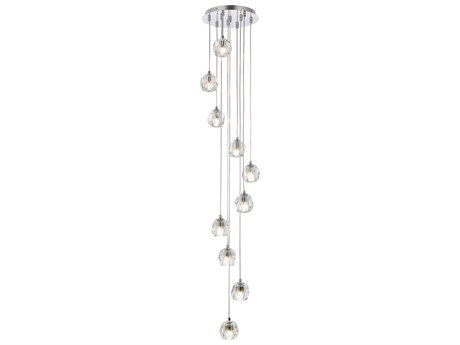 Elegant Lighting Eren 10-Light Chrome Crystal Glass Geometric Pendant