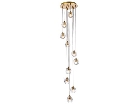 Elegant Lighting Eren 10-Light Gold Crystal Glass Geometric Pendant