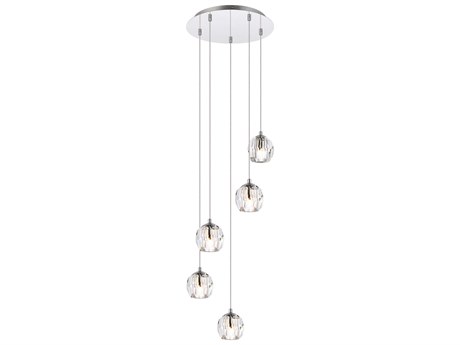 Elegant Lighting Eren 5-Light Chrome Crystal Glass Geometric Pendant