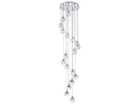 Elegant Lighting Eren 18-Light8-Light Chrome Crystal Glass Geometric Pendant
