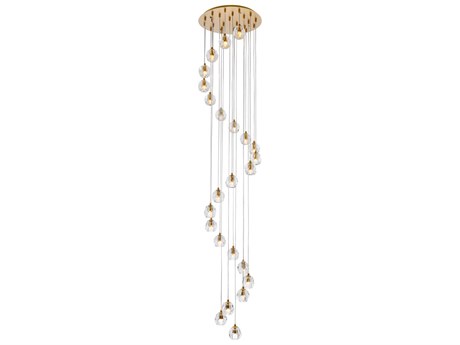 Elegant Lighting Eren 24-Light Gold Crystal Glass Geometric Pendant