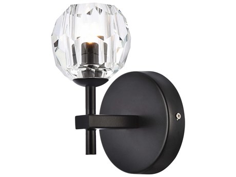 Elegant Lighting Eren 1-Light Black Crystal Glass Wall Sconce