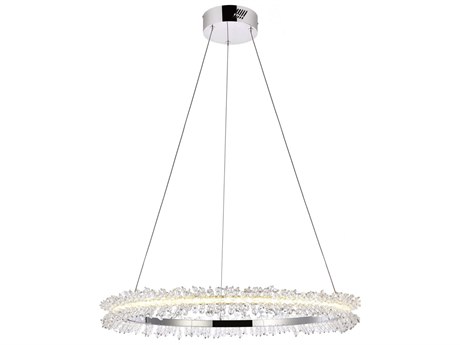 Elegant Lighting Laurel Chrome Clear Crystal LED Drum Chandelier