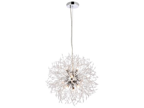 Elegant Lighting Solace 9-Light Chrome Clear Crystal Round Pendant