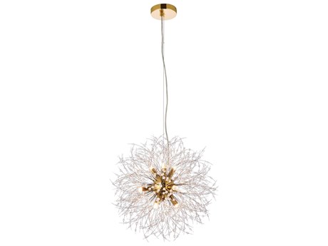 Elegant Lighting Solace 9-Light Gold Clear Crystal Round Pendant