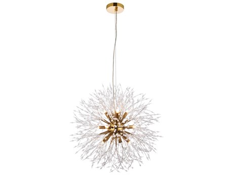 Elegant Lighting Solace 12-Light Gold Clear Crystal Round Pendant