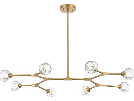 Elegant Lighting Zayne 8-Light Gold Crystal Geometric Linear Island Pendant