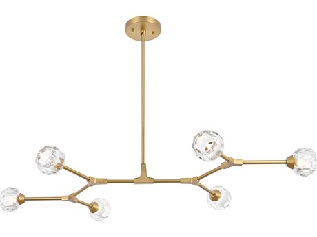Elegant Lighting Zayne 6-Light Gold Crystal Geometric Linear Island Pendant