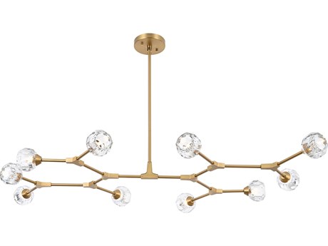 Elegant Lighting Zayne 10-Light Gold Crystal Geometric Linear Island Pendant