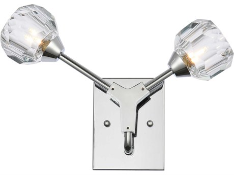 Elegant Lighting Zayne 2-Light Chrome Crystal Wall Sconce