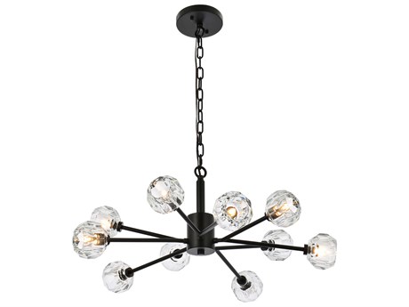 Elegant Lighting Graham 10-Light Black Crystal Geometric Pendant