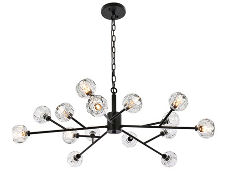 Elegant Lighting Graham 15-Light Black Crystal Geometric Pendant