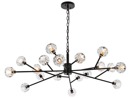 Elegant Lighting Graham 18-Light8-Light Black Crystal Geometric Pendant