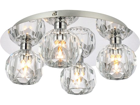 Elegant Lighting Graham 4-Light Chrome Crystal Geometric Flush Mount