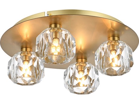 Elegant Lighting Graham 4-Light Gold Crystal Geometric Flush Mount