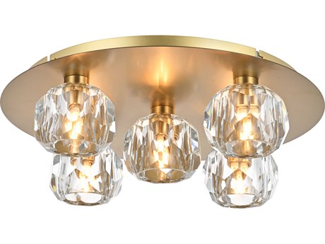 Elegant Lighting Graham 5-Light Gold Crystal Geometric Flush Mount