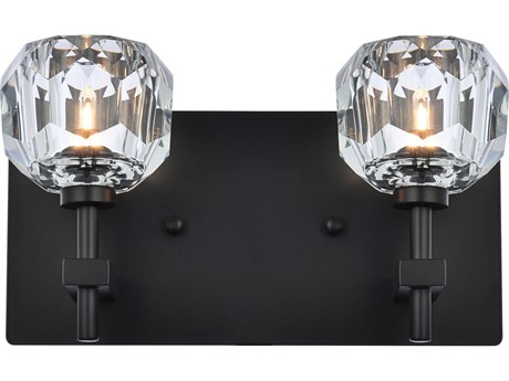 Elegant Lighting Graham 2-Light Black Crystal Vanity Light