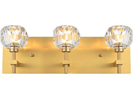 Elegant Lighting Graham 3-Light Gold Brass Crystal Vanity Light