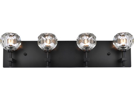 Elegant Lighting Graham 4-Light Black Crystal Vanity Light