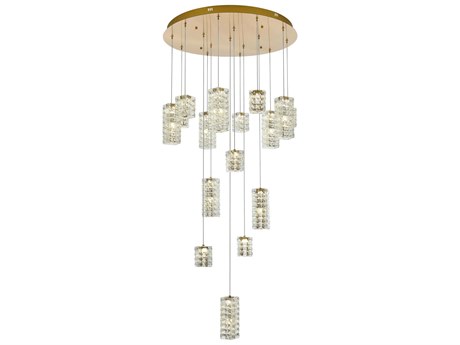 Elegant Lighting Aston 16-Light Satin Gold Pendant