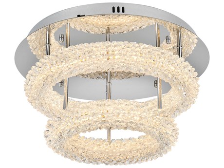 Elegant Lighting Bowen 2-Light Chrome Round Tiered Semi Flush Mount