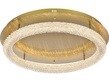 Elegant Lighting Bowen 1-Light Satin Gold Round Semi Flush Mount