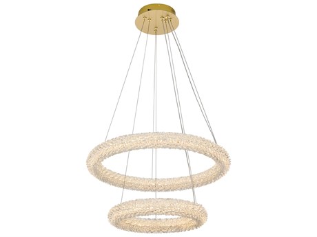 Elegant Lighting Bowen 2-Light Satin Gold Tiered Pendant
