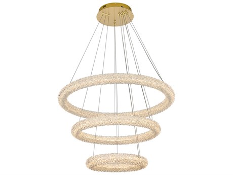Elegant Lighting Bowen 3-Light Satin Gold Tiered Pendant