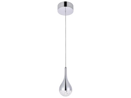 Elegant Lighting Amherst 1-Light Chrome Clear Crystal LED Geometric Mini Pendant