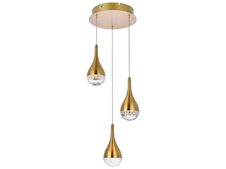 Elegant Lighting Amherst 3-Light Satin Gold Mini Pendant