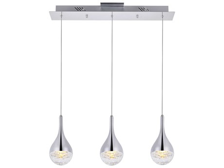 Elegant Lighting Amherst 3-Light Chrome Clear Crystal LED Geometric Island Pendant