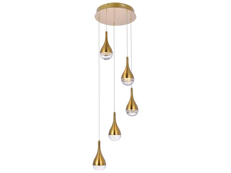 Elegant Lighting Amherst 5-Light Satin Gold Pendant