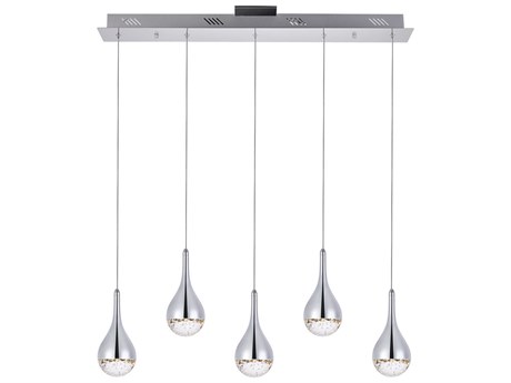 Elegant Lighting Amherst 5-Light Chrome Clear Crystal LED Geometric Island Pendant