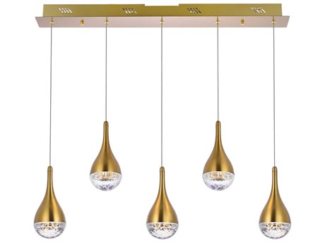 Elegant Lighting Amherst 5-Light Satin Gold Island Pendant