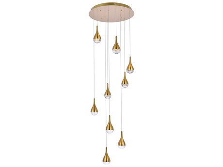 Elegant Lighting Amherst 9-Light Satin Gold Pendant