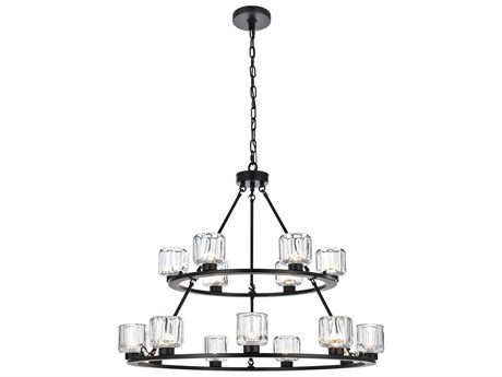 Elegant Lighting Cadence 15-Light Black Tiered Chandelier