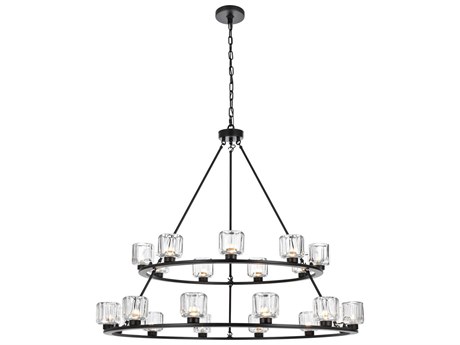 Elegant Lighting Cadence 21-Light Black Tiered Chandelier