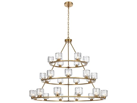 Elegant Lighting Cadence 27-Light Satin Gold Tiered Chandelier