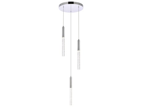 Elegant Lighting Ruelle 3-Light Chrome Crystal LED Cylinder Pendant