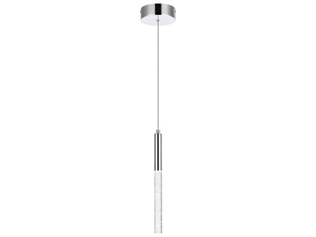 Elegant Lighting Ruelle 1-Light Chrome Crystal LED Cylinder Mini Pendant