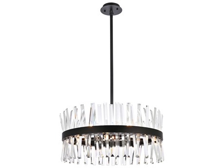 Elegant Lighting Serephina 14-Light Black Crystal Linear Pendant