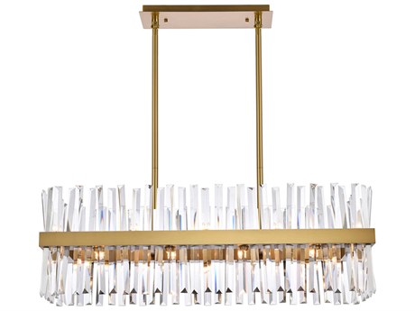 Elegant Lighting Serephina 20-Light Satin Gold Crystal Linear Island Pendant