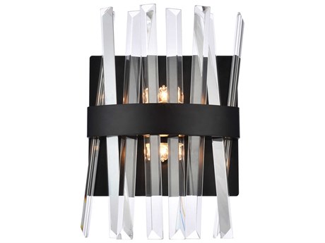 Elegant Lighting Serephina 2-Light Black Crystal Wall Sconce