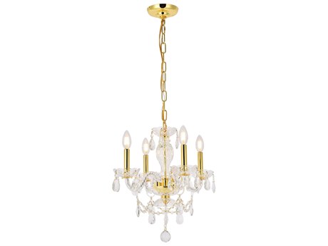 Elegant Lighting Princeton 4-Light Gold Clear Crystal Glass Candelabra Chandelier