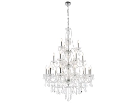 Elegant Lighting Giselle 21-Light Chrome Crystal Glass Candelabra Empire Tiered Chandelier