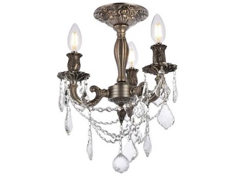 Elegant Lighting Rosalia Pewter Clear Crystal Semi Flush Mount