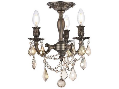 Elegant Lighting Rosalia Pewter Gold Crystal Flush Mount